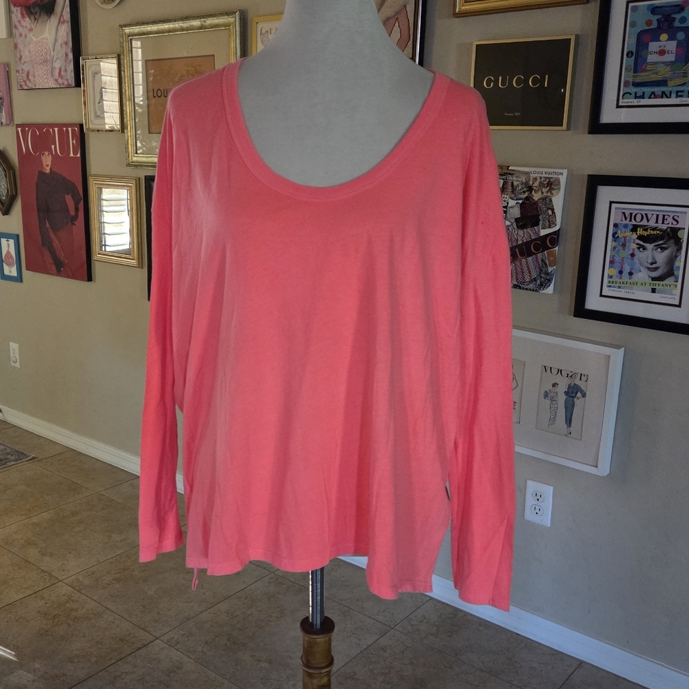 Chaser Flamingo Pink Long Sleeve Tee Shirt NWOT